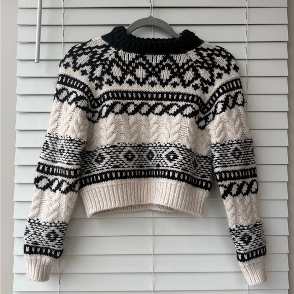 ZARA WOMAN JACQUARD KNIT SWEATER Fair Isle Nordic Apres-ski Chic Graphic S Small - Picture 5 of 11